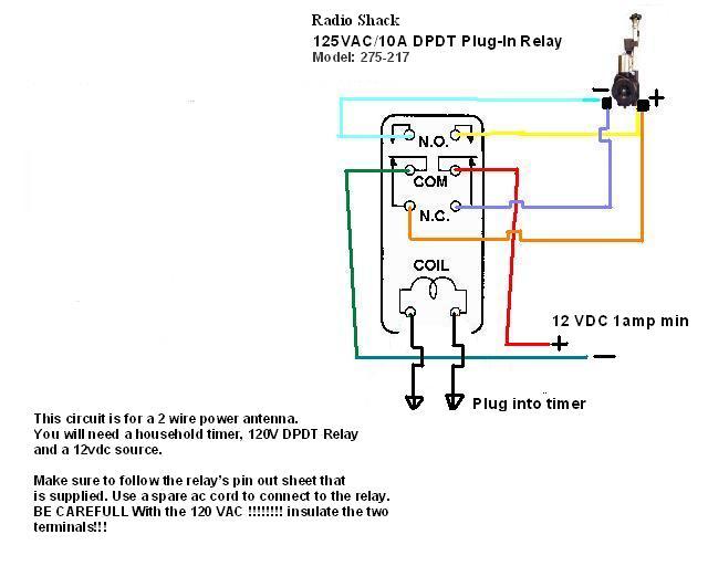 120v relay for 2 wire power antenna