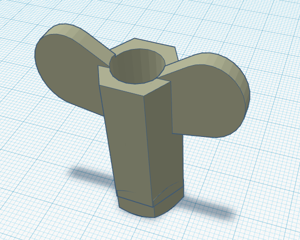 Early Tinkercad design for a custom toilet seat nut
